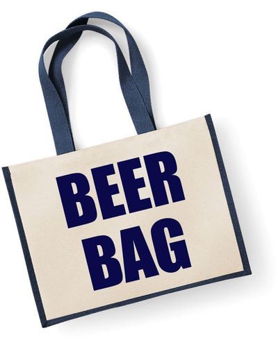 60 SECOND MAKEOVER Large Jute Bag Beer Bag Navy Blue Bag New Mum