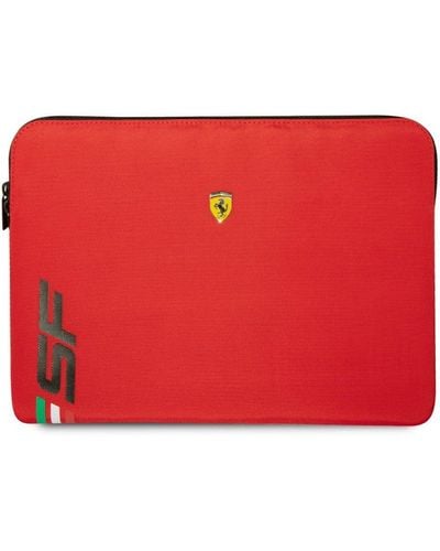 Ferrari 14" Laptop Sleeve Case Bag Pu Leather Sf Logo - Red