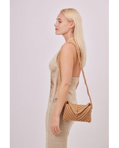My Accessories London Envelope Woven Crossbody Bag In Beige - Natural