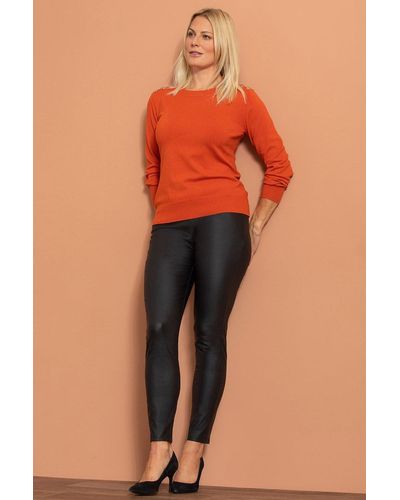 Klass Faux Leather Pull On Slim Leg Trousers - Orange