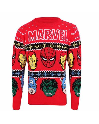 Marvel Faces Knitted Sweatshirt - Red