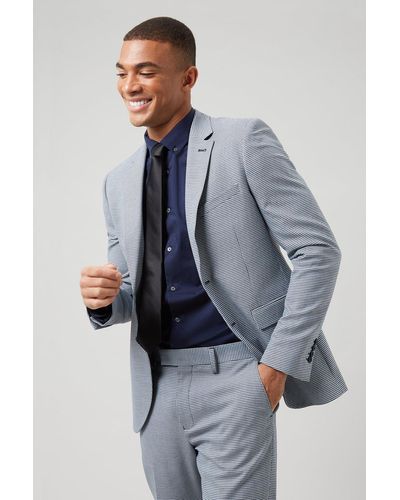 Burton Navy/white Houndstooth Skinny Suit Jacket - Blue