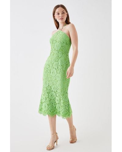 Debut London Lace Halter Midi Dress - Green