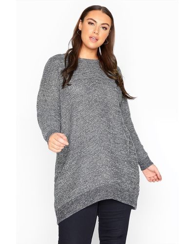 Yours Marl Chunky Knitted Jumper - Grey