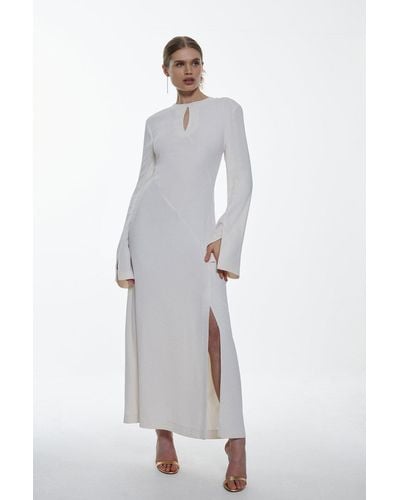 Karen Millen Tall Long Sleeve Column Maxi Dress - White