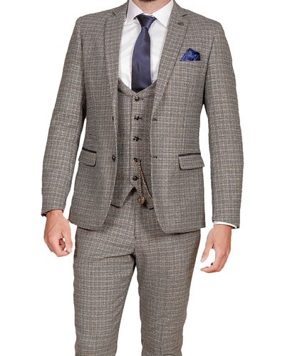 Marc Darcy Check Tailored Fit Suit Jacket - Grey