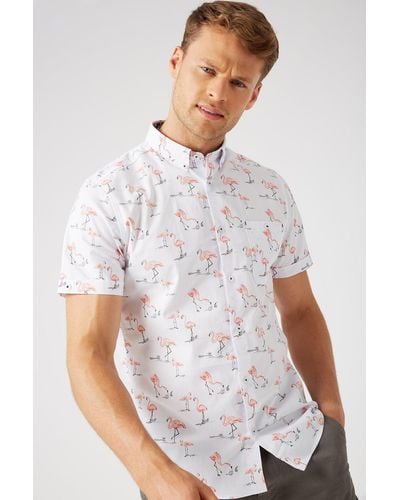 Burton White Flamingo Print Shirt