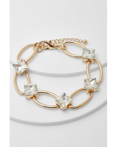 Boohoo Chunky Diamante Chain Link Bracelet - Metallic