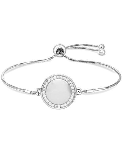 Simply Silver Sterling Silver With Cubic Zirconia Round Toggle - Metallic