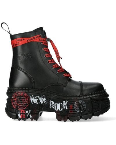 New Rock Punk Platform Leather Boots-wall126cct-c1 - Black