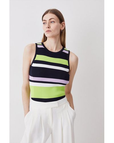 Karen Millen Stripe Rib Knitted Vest - Multicolour