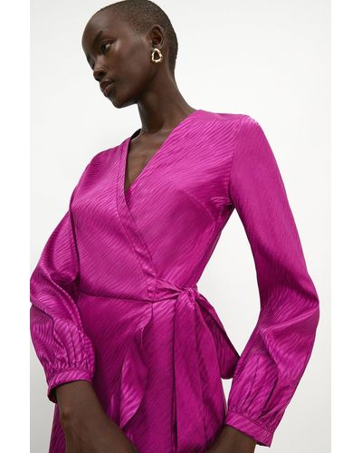 Coast Satin Wrap Midi Dress - Purple