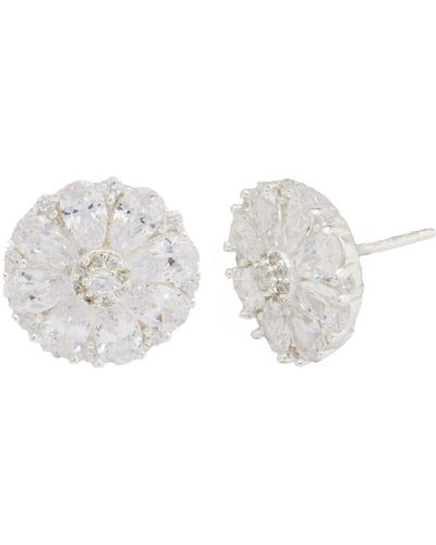 Simply Silver Sterling Silver 925 With Cubic Zirconia Fancy Cluster Round Earrings - White