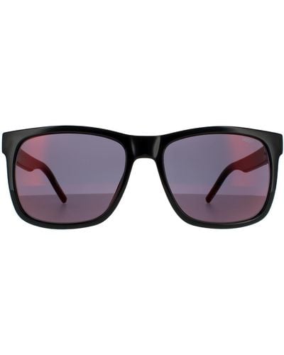 HUGO Square Black Red Mirror Sunglasses - Purple