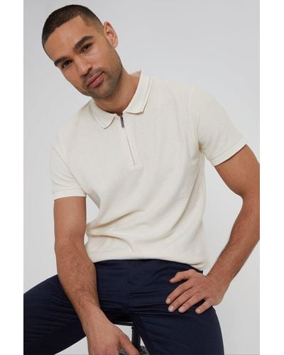 Threadbare 'dune' Zip Collar Polo Shirt - Grey