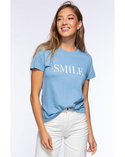 Sub_Urban Riot Smile Womens Loose Slogan T-shirt - Blue