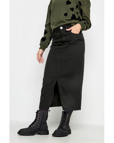 PixieGirl Petite Denim Midi Skirt - Black