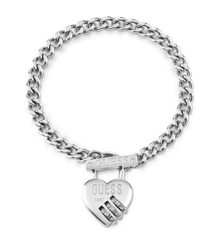 Guess Lock Me Up Plated Base Metal Bracelet - Ubb20056-l - Metallic