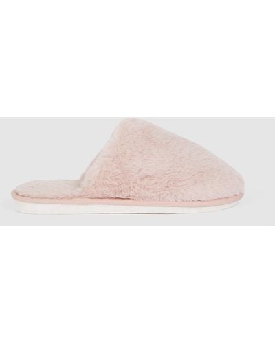 DEBENHAMS Fluffy Mule Slippers - Pink