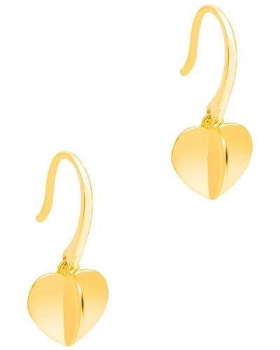 Pure Luxuries Gift Packaged 'galilean' 18ct Yellow Gold Plated 925 Heart Drop Earrings - Metallic