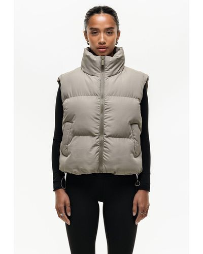 Good For Nothing Cropped Padded Gilet - Grey