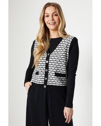Wallis Knitted Button Through Vest - Black