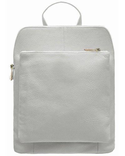 Sostter White Soft Pebbled Leather Pocket Backpack - Biyie - Grey