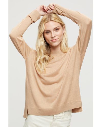 Dorothy Perkins Camel Fine Neck Crew Jumper - Natural