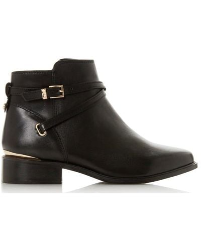 Dune Wide Fit 'peper' Leather Ankle Boots - Black