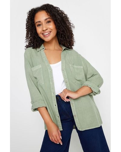 M&CO. Petite Button Up Shirt - Green