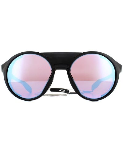 Oakley Wrap Polished Black Prizm Snow Sapphire Sunglasses - Blue