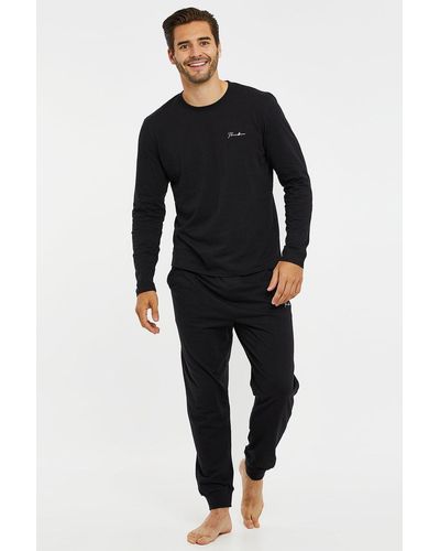 Threadbare 'scoop' Cotton Blend Jersey Pyjama Set - Black
