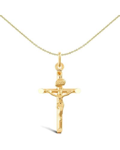 Jewelco London 9ct Gold Inri Crucifix Cross Pendant - Jpx011 - Metallic