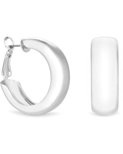Lipsy Silver Polished Wide Hoop Earrings - Metallic