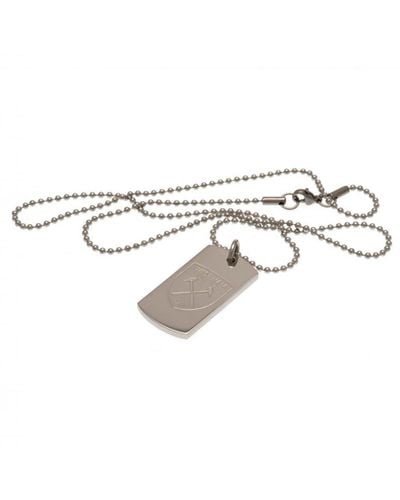 West Ham United Fc Engraved Dog Tag And Chain - Metallic