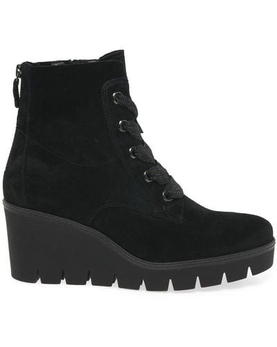 Gabor 'ulrika' Wedge Heel Ankle Boots - Black