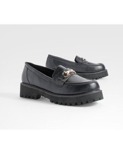Boohoo Wide Fit Metal Trim Chunky Loafers - Black
