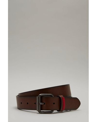 Burton Burnished Brown Belt With Red Patch On Loop - Grey