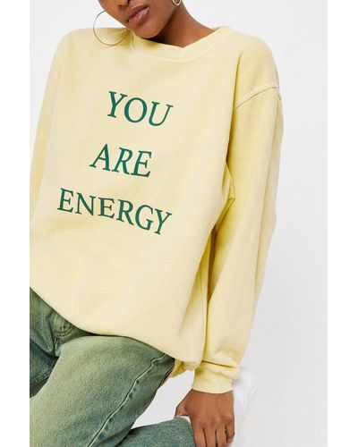 Nasty Gal You Are Energy Oversized Graphic Sweatshirt - Yellow