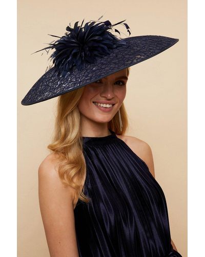 Wallis Navy Sequin And Feather Hatinator - Blue