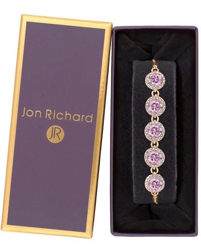 Jon Richard Light Amethyst Halo Toggle Bracelet - Gift Boxed - Purple