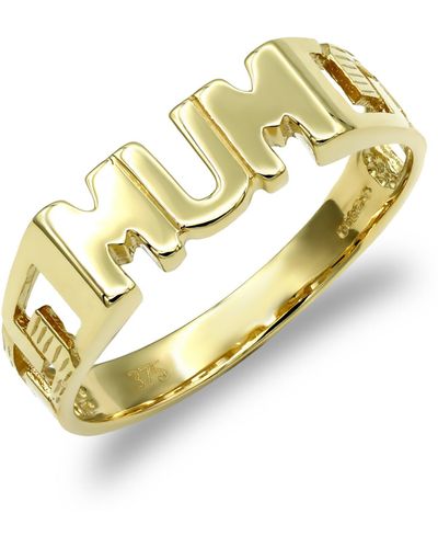 Jewelco London Solid 9ct Gold Curb Link Sides Mum Ring - Jrn118 - Metallic