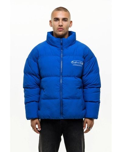 Good For Nothing Funnel Neck Puffer Jacket - Blue