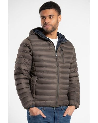 Tokyo Laundry Hooded Padded Funnel Neck Jacket - Grey