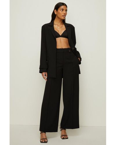 Oasis Tab Detail High Waisted Tailored Trouser - Black