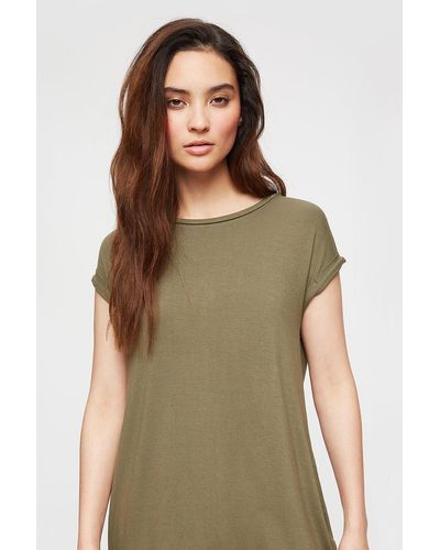 Dorothy Perkins Petite Khaki Longline Tee - Green