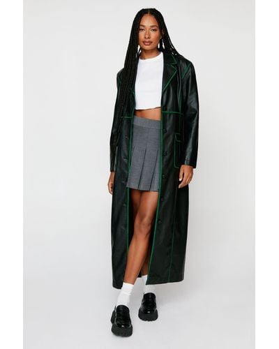 Nasty Gal Premium Distressed Faux Leather Duster Coat - Black