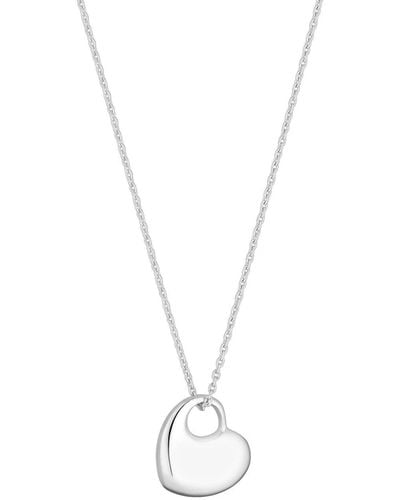 Simply Silver Sterling Silver 925 Polished Heart Pendant Necklace - White