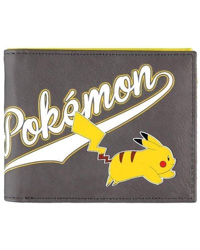 Pokemon Stylish Logo & Pika Bi-fold Wallet, Unisex, Grey/yellow (mw142744pok)