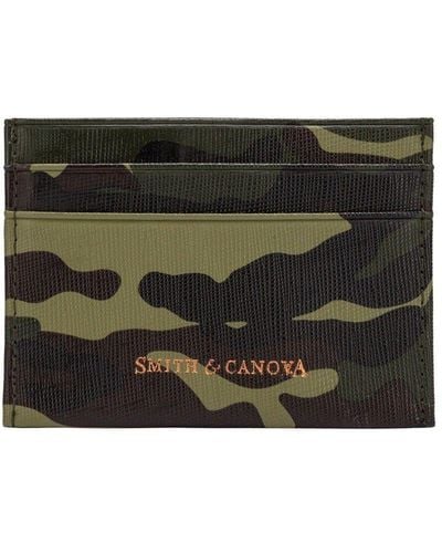 Smith & Canova Saffiano Leather Card Holder - Black